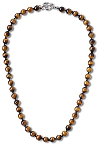 GAVU Collier Pierre Naturelle Homme, Collier Œil de Tigre Homme, Bijoux Fait Main, 50cm