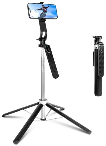 180cm Palo Selfie, Romon Selfie Stick Quad trípode, 360 ° de rotación de Aluminio Extensible Tripode Movil con BT, Compatible con el iPhone Android Phone, Cámara