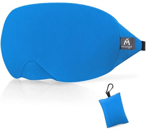 Mavogel Masque de sommeil en coton – Masque oculaire respirant et occultant, doux et confortable pour homme et femme, pour voyage/sieste/travail de nuit, avec pochette de transport, bleu cobalt