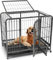 Dog Crate, 110 * 72 * 96 cm Large Dog Cage Kennel Indoor, High Anxiety Metal Dog Crate Safe & Comfortable, Wire Dog Cages for Medium Dogs, Removable Cleaning Tray, 2 Lockable Wheels