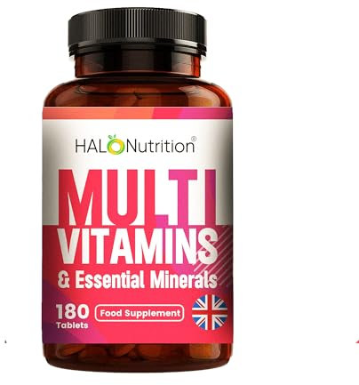 Multivitamin Tablets - Multivitamin for Men & Women -180 Tablets 1 Tablet a Day with Water -with Essential Multivitamins and Minerals Like Iron, Zinc, & Vitamins C -Vegan -Halal HALO Nutrition