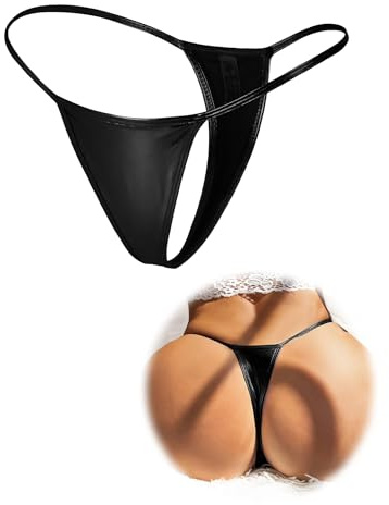 ohmydear Mini G-String Kvinnor Läder String Thong Dam T-Back Syntetisk Mikro String Plus Storlek Låg Midja Underkläder Kvinnor Brasilianska Trosor Party Bikin