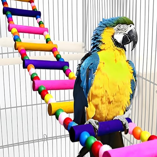 TARANDUS Flexible Wooden Bird Ladder Bridge for Cages, 12.5 in, 5 Steps