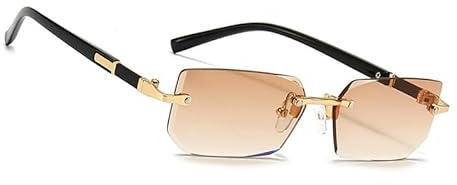 MEGAVOW Gafas de Sol Sin Montura Rectangulares, Retro Vintage Lentes Cuadrados, Protección UV, Cuadradas de Moda para Mujer Hombre, Gafa Lente Tintadas