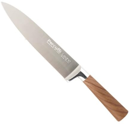 Cuchillo de Chef Profesional, Hoja de Acero 3CR14 de 20 cm, Mango Ergonómico de Madera, Doble Filo