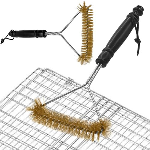 Alovez 2 Stück Grillbürste Messing, 30.5 cm Grillbürste Messing Grillbürste für Gussrost, Bürste Ofenbürste für Grillrost Gasgrill Holzkohlegrill Gusseisengrill