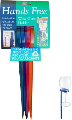 Kyanite Hands-Free Wine Glass Holders – Set of 4 | Outdoor Wine Stakes for Picnics, BBQs, Beach & Garden Parties | Eco-Friendly Recycled Plastic | Secure Ground Pegs for No-Spill Glasses