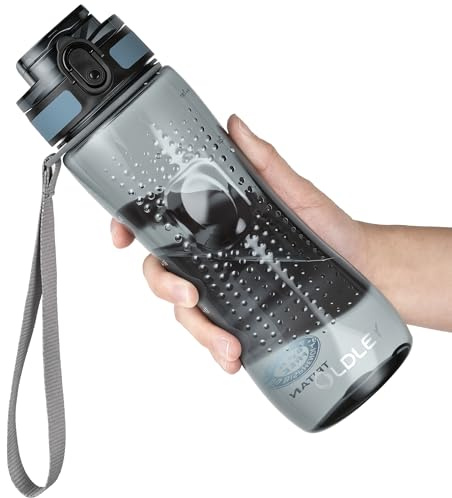 OLDLEY 750ml/25oz Sports Water Bottles, BPA Free Drinking Bottles for School Plastic Clear Water Bottle Leakproof & Filter & No Straw & Time Markings for Gym Sports Cycling (Transparent Ink Blue)