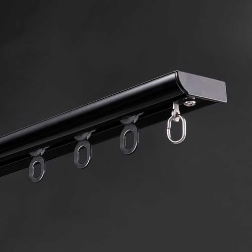 Ultratunn svart aluminium ain-spårsystem – 3,1 m (10,2 fot) takskena med monteringstillbehör för släta glidskenor idealisk för modern heminredning