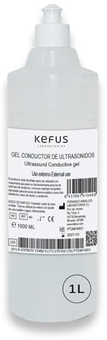 KEFUS Leitfähiges Gel 1000 ml. Für Ultraschall und Radiofrequenz im Gesicht und am Körper, ideal für Laser-Haarentfernung, gepulste Lichtgeräte, Hören des fetalen Herzschlags und IPL-Haarentfernung
