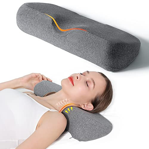 Cervical Neck Pillows for Pain Relief Sleeping, High-Density Memory Foam Neck Bolster Pillow for Stiff Pain Relief, Neck Support Pillow Neck Roll Pillow for Bed Pillow (Grau)