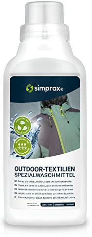 simprax® Funktions- & Outdoorbekleidung Waschmittel als Vorbereitung für wirkungsvolle Imprägnierung I erneuert Atmungsaktivität und effektiv gegen Schmutz, Pflanzenbasiert, Hautverträglich