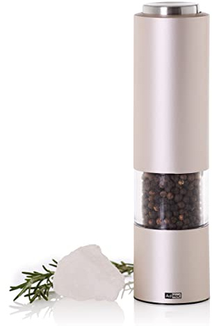 AdHoc EP92 Elektrische Pfeffer- | Salzmühle eMill.3, CeraCut® Keramik Mahlwerk, inkl. Batterien, light grey