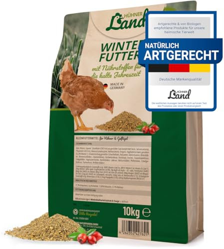 HÜHNER Land Hühnerfutter – Winterfutter für Hühner 10kg I Hühner Winterkorn, Hühnerfutter Ohne Gentechnik und Zusätze, Alleinfutter winterfit, für Immunsystem & Stoffwechsel