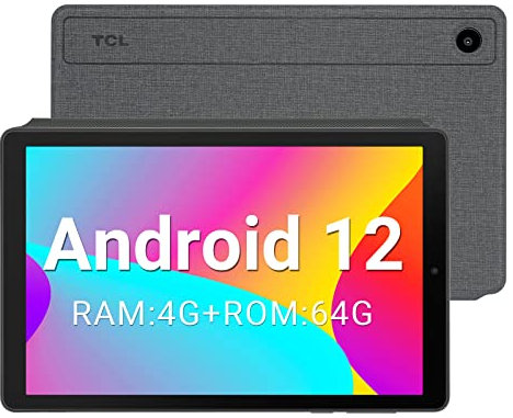 TCL Tab 8V Tablet 8 Pulgadas Android 12, 4GB RAM + 64GB (hasta 512GB), Batería de 5500mAh, 5MP+5MP Tableta Wi-Fi (con Funda), Prime Black