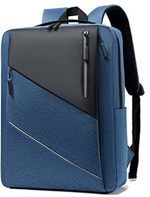 FANDARE Slim laptop ryggsäck skolryggsäck män kvinnor dagsryggsäck flerfärgad skarvning dagryggsäckar för affärsresor arbete fritid utomhus skolväskor dagryggsäckar, blå, L, Ryggsäck