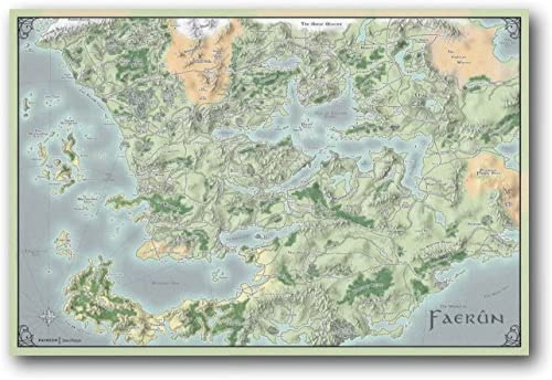 Canvastryck 70 x 90 cm (27,6 x 35,4 tum) Ingen ram Faerun – Forgotten Realms spelkarta affisch kanvas väggkonst för modern familjerum dekor estetisk trappa presenter affisch
