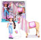 NANCY - A Day with her Horse, Modepuppe mit Pferd, Pflegezubehör, Bürstenschwamm, der die Farbe des Mähnenhaars verändert, für Jungen und Mädchen ab 3 Jahren, Famosa (NAC49000)
