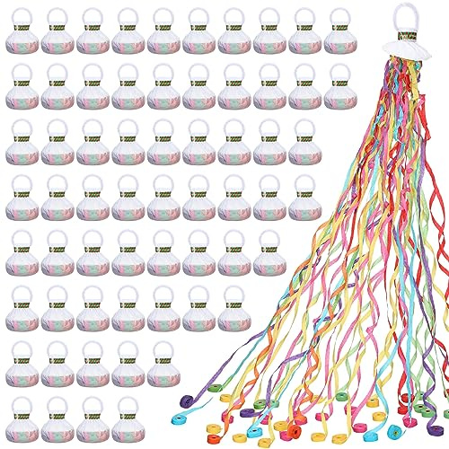 Wettarn 100 Pcs Throw Streamers Confetti Romantic Hand No Mess Streamer Crackers for Christmas Wedding Birthday Party Celebrations Graduation Party Favors(Colorful)