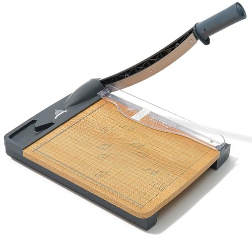 JIELISI Holz-Guillotine-Papierschneider (Bis 80g A4, 16 Blatt Schneidleistung) Manuell Schneidemaschine, Papierschneidemaschine, Hebelschneider, Schere für Papier und Fotos, höchste Präzision