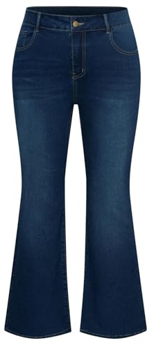 Hanna Nikole Jeans elásticos con corte de bota para mujer, talla grande, cintura alta, acampanados, elásticos, azul marino, 50 Grande