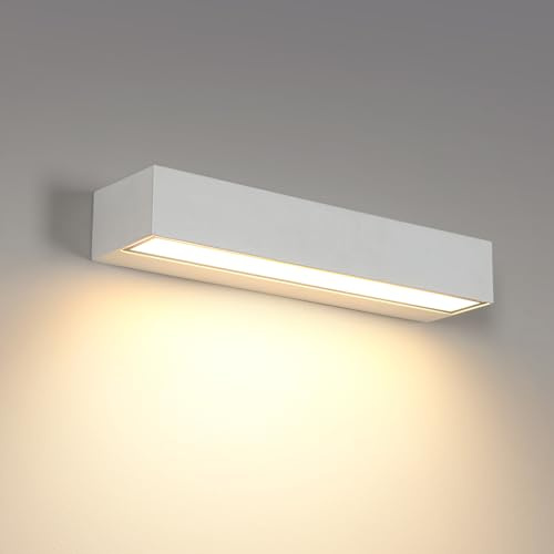 Comely 16W Lámpara de Pared Exterior/Interior, Blanco Aplique Exterior LED IP65 Impermeable, Moderno Focos LED Exterior para Jardín Terraza Pasillo, Blanco Cálido 3000K