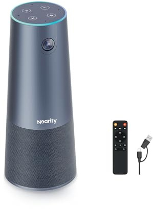 NEARITY C45 2K Video Conference Webcam with Microphone and Speaker, All-in-One Camera with 4 Noise Cancelling Microphone, 5X Zoom FHD Webcam AI Auto-Framing Plug-and-Play for Zoom/Teams/Google Meet