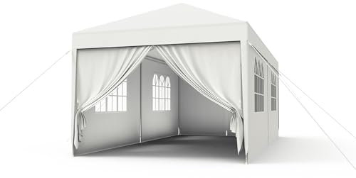 YRHome Tonnelle 3 x 6 m - Tente stable, imperméable, résistante à l'hiver, protection UV, tonnelle de jardin, chapiteau, bière, camping, tente avec panneaux latéraux et fenêtres pour jardin et