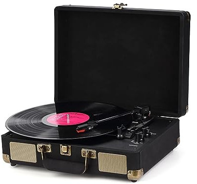 Giradischi a valigia, giradischi vintage in vinile, altoparlante portatile, supporta fonografo LP a 33/45/78 giri, giradischi di dimensioni generali, grammofono vintage compatto, supporta la conn