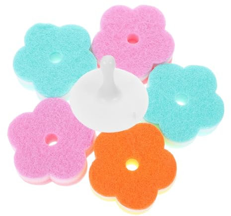Beaupretty 5pièces Éponges à Récurer Multifonctionnelles Forme De Fleurs De Non Rayantes pour Nettoyage Cuisine Et Salle De Bain Accessoires De Nettoyage Efficaces Et Réutilisables