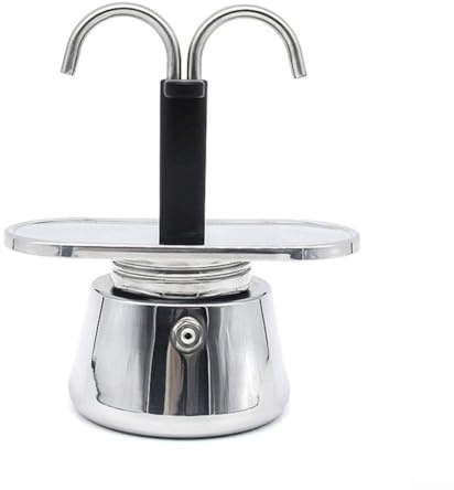 2 tazas 100 ml acero inoxidable estufa superior Moka Pot doble cabeza moca cafetera para rápida preparación de café