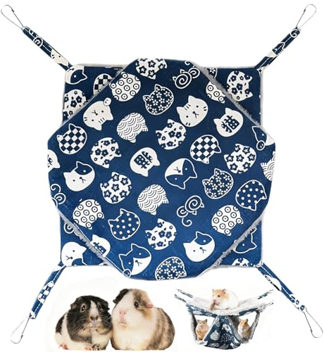 2-Layer Pet Hammock for Small Animals, Double-Sided Plush Rat Hammock & Guinea Pig Bed, Warm Cage Accessoriesfor Cage Plush Guinea Pig Hammock Hamster Hammock Ferret Hammock Chinchilla Hammock
