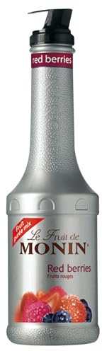 MONIN Red Berries Mélange de fruits 1 litre pour cocktails, smoothies et mocktails. Convient aux végétaliens, sans allergènes, saveurs et colorants 100% naturels. Purée de baies rouges et sirop de