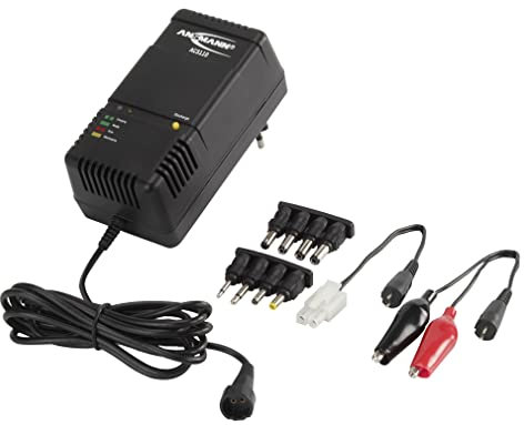 ANSMANN Caricatore pacchi batterie ACS110 NiMH/NiCd 1-10 celle - Caricabatterie pile ricaricabili 1.2-12V - Funzione scarica spegnimento 8 connettori