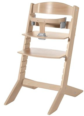 Geuther Hochstuhl SYT Kinderstuhl mitwachsender Baby Hochstuhl mit Babyliege komfortabler Baby Stuhl mit ergonomisch geschwungener Rückenlehne massiver Bauchbügel Natur