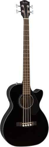 Fender Acoustic Bass Guitar 4-String with Fishman Bass Acoustic Guitar Pickup with Tuner and Equalizer, Classic Design with Rounded Walnut Fingerboard, Mahogany Construction, Spruce Top