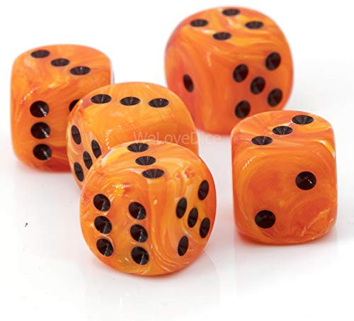 WeLoveBeads W6 Würfel kürbis orange/schwarz - Made in Germany! - 5Stk