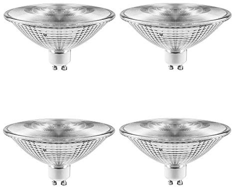 LED 75R111GU10/FL R111 PAR36 Reflector Indoor Flood Light GU10 two prong twist Base 13W replacement 75 Watt Halogen Bulb for track lighting fixture in kitchen studio 1000lm Warm White 3000K Pack of 4