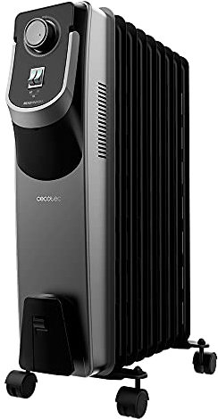 Cecotec Radiatore ad olio ReadyWarm 9000 Space 360º Black. 9 Moduli, 2000 W di potenza, 3 livelli di potenza, Sistema EasyGo, Doppio sistema di sicurezza