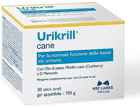 NBF Lanes | Urikrill Cane, Gel Appetibile 30 bustine, per la Normale Funzione delle Basse Vie Urinarie del Cane