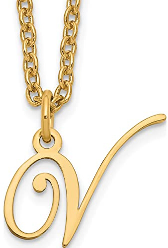 Jewelry By Sweet Pea Custom Necklace - Ss/Gold Plated Sterling Silver Gold-Plated Letter V Initial Customizable Necklace Made In United States