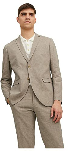 JACK & JONES JPRRIVIERA Linen Blazer Slim SN Chaqueta de Traje, Beige/Fit:Slim FIT, 48 de los Hombres
