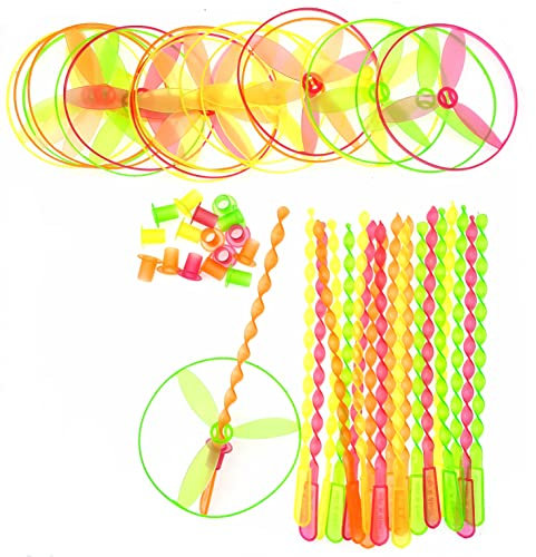 JZK 20x Jouets soucoupes Volantes poussées à Main, Jouets Libellule Volante Plastique pour Enfants, Jouets à hélice Volante, Jouets tournants pour Cadeaux de fête d'anniversaire Enfants
