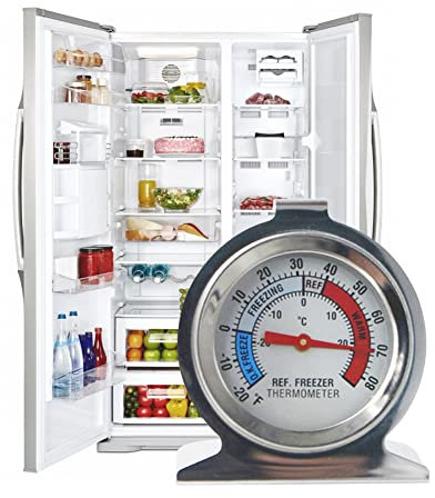 QARIDO Kühlschrankthermometer, Klassische Kühlschrankthermometer aus Edelstahl, Temperaturwächter mit großer Skala für Verschiedene Tieftemperaturspeichergeräte