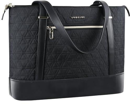 VANKEAN Bolsa para laptop para mujer, bolsa de trabajo de 15.6 pulgadas, impermeable, bolsa de hombro para computadora con puerto USB, bolsa grande para trabajo, negocios, viajes, acolchada, color
