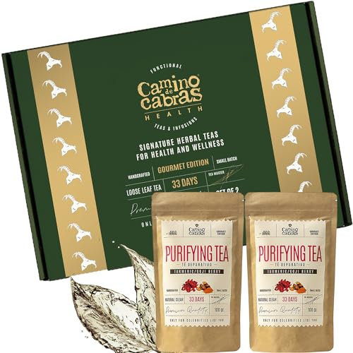 GESCHENKSET DETOX TEE Leber Kur Abnehmen Schnell & Fettverbrenner - Grüner Tee Lose, Löwenzahn, Kurkuma, Ingwer, Goji Beeren, Schachtelhalm, Ananas – Kräutertee - Tee Box 2x100g