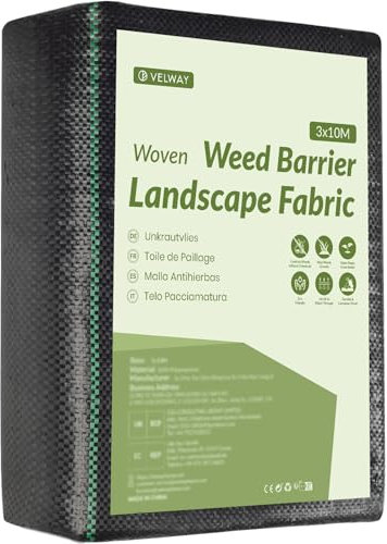 Velway Telo Pacciamatura 3x10M - 100g/m² Telo Anti Erbacce per Orto, Giardino, Tessuto Permeabile all'Acqu, Stabilizzazione ai Raggi UV,Barriere Contro Le Erbe Infestanti