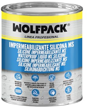 WOLFPACK LINEA PROFESIONAL Impermeabilizzante silicone Ms Polymer bianco 1 kg. Silicone liquido, rivestimento acrilico, impermeabilizzante, vernice acrilica