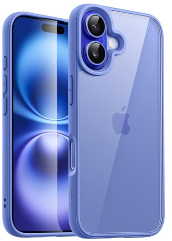 JETech Cover per iPhone 16 6,1 Pollici, Antiurto Cellulare Paraurti Custodia, Solida Colore Opaco TPU Telaio, Anti-Graffio Retro Trasparente (Blu Oltremare)