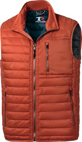 Tom Ramsey Herren Steppweste leicht, wattierte Outdoor-Weste mit 5 Taschen, ärmelloses Gilet für Herbst & Übergangszeit, leichte Freizeitweste, Terrakotta, Gr. 60